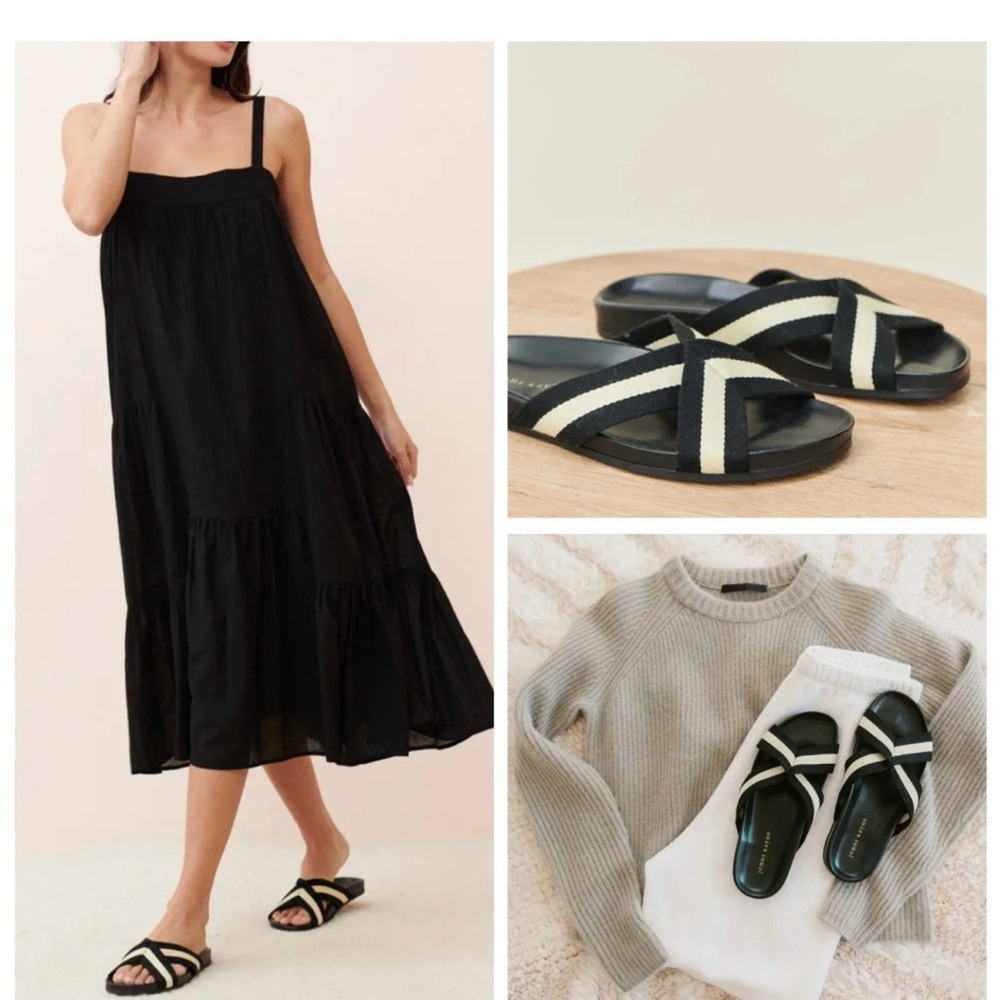 JENNI KAYNE Sandals - Cotton Crossover Sandal size 36 euro/6 US black and ivory - Picture 7 of 7